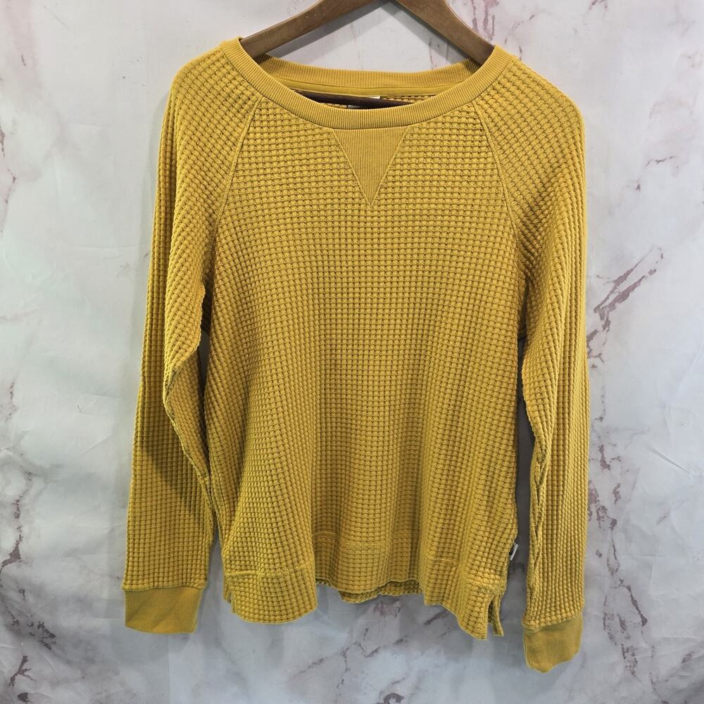 The North Face Shirt Womens Medium Yellow Thermal Waffle Crew Neck Chabot